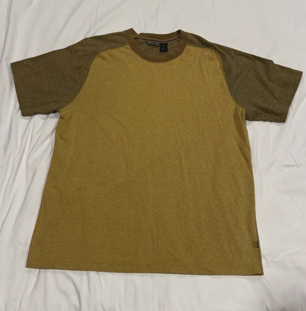 REI T-Shirt Size L Brown Green Raglan Short Sleeve Crewneck Co-Op - Picture 1 of 4